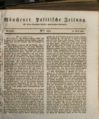 Münchener politische Zeitung (Süddeutsche Presse) Mittwoch 28. April 1824