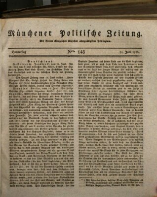 Münchener politische Zeitung (Süddeutsche Presse) Donnerstag 24. Juni 1824