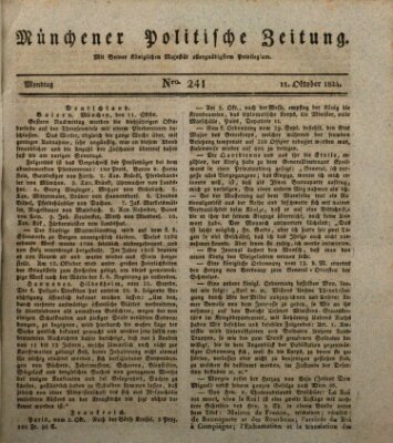 Münchener politische Zeitung (Süddeutsche Presse) Montag 11. Oktober 1824