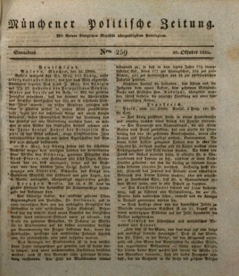 Münchener politische Zeitung (Süddeutsche Presse) Samstag 30. Oktober 1824