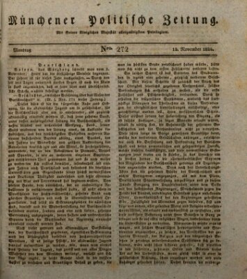 Münchener politische Zeitung (Süddeutsche Presse) Montag 15. November 1824