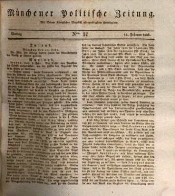 Münchener politische Zeitung (Süddeutsche Presse) Montag 13. Februar 1826