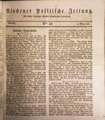 Münchener politische Zeitung (Süddeutsche Presse) Donnerstag 9. März 1826