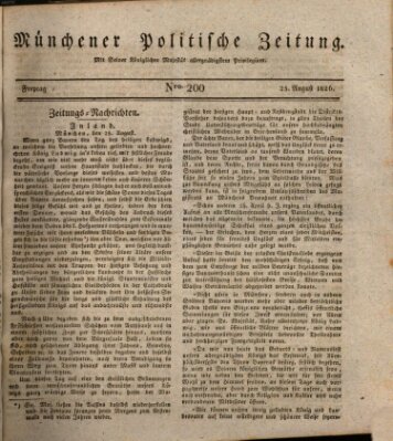 Münchener politische Zeitung (Süddeutsche Presse) Freitag 25. August 1826