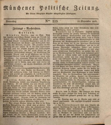 Münchener politische Zeitung (Süddeutsche Presse) Donnerstag 21. September 1826
