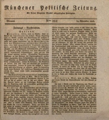 Münchener politische Zeitung (Süddeutsche Presse) Mittwoch 29. November 1826
