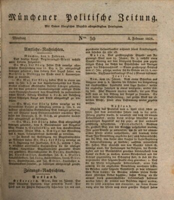 Münchener politische Zeitung (Süddeutsche Presse) Montag 4. Februar 1828