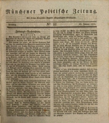 Münchener politische Zeitung (Süddeutsche Presse) Dienstag 26. Januar 1830