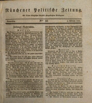 Münchener politische Zeitung (Süddeutsche Presse) Donnerstag 4. Februar 1830