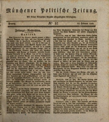 Münchener politische Zeitung (Süddeutsche Presse) Freitag 12. Februar 1830