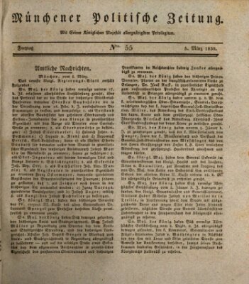 Münchener politische Zeitung (Süddeutsche Presse) Freitag 5. März 1830