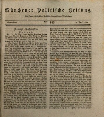 Münchener politische Zeitung (Süddeutsche Presse) Samstag 19. Juni 1830