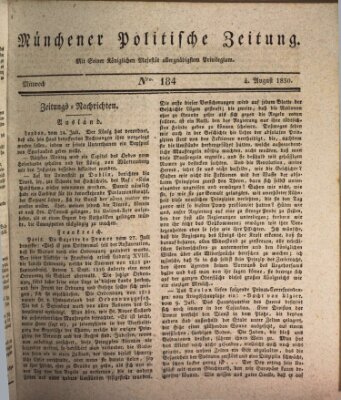 Münchener politische Zeitung (Süddeutsche Presse) Mittwoch 4. August 1830