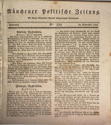 Münchener politische Zeitung (Süddeutsche Presse) Donnerstag 23. September 1830