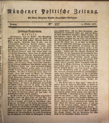 Münchener politische Zeitung (Süddeutsche Presse) Freitag 1. Oktober 1830
