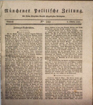 Münchener politische Zeitung (Süddeutsche Presse) Mittwoch 6. Oktober 1830