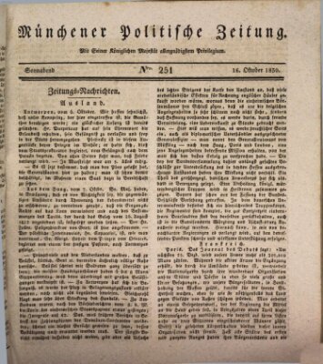 Münchener politische Zeitung (Süddeutsche Presse) Samstag 16. Oktober 1830