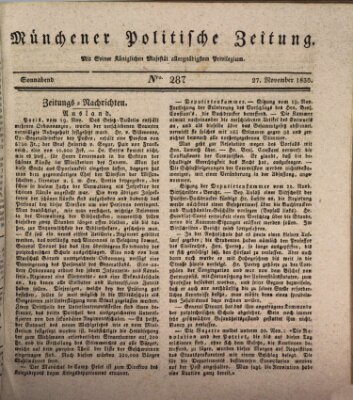 Münchener politische Zeitung (Süddeutsche Presse) Samstag 27. November 1830
