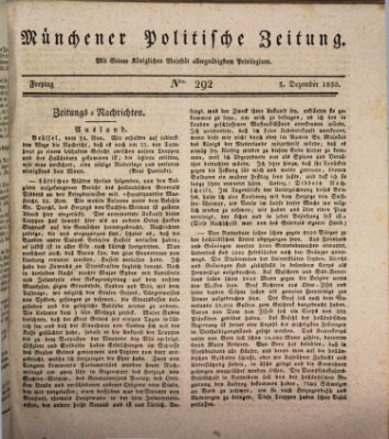 Münchener politische Zeitung (Süddeutsche Presse) Freitag 3. Dezember 1830