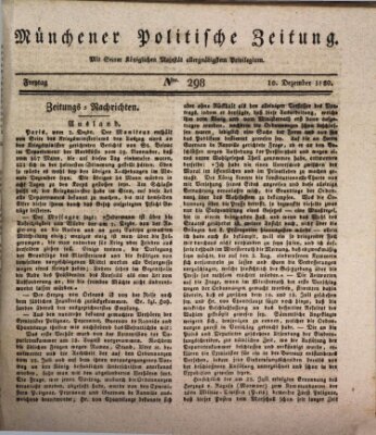 Münchener politische Zeitung (Süddeutsche Presse) Freitag 10. Dezember 1830