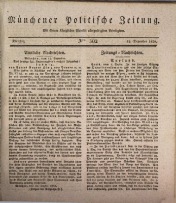 Münchener politische Zeitung (Süddeutsche Presse) Dienstag 14. Dezember 1830