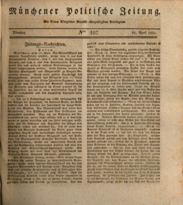 Münchener politische Zeitung (Süddeutsche Presse) Dienstag 26. April 1831