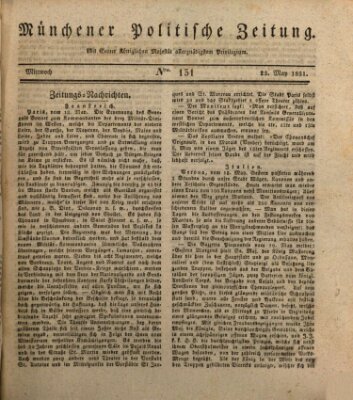 Münchener politische Zeitung (Süddeutsche Presse) Mittwoch 25. Mai 1831