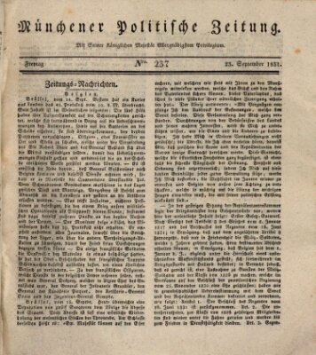 Münchener politische Zeitung (Süddeutsche Presse) Freitag 23. September 1831
