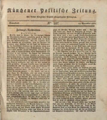 Münchener politische Zeitung (Süddeutsche Presse) Samstag 19. November 1831