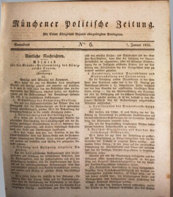 Münchener politische Zeitung (Süddeutsche Presse) Samstag 7. Januar 1832