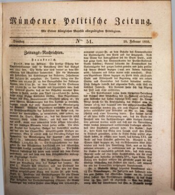 Münchener politische Zeitung (Süddeutsche Presse) Dienstag 28. Februar 1832