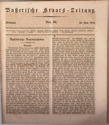 Münchener politische Zeitung (Süddeutsche Presse) Mittwoch 20. Juni 1832
