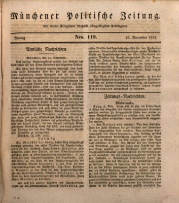 Münchener politische Zeitung (Süddeutsche Presse) Freitag 16. November 1832