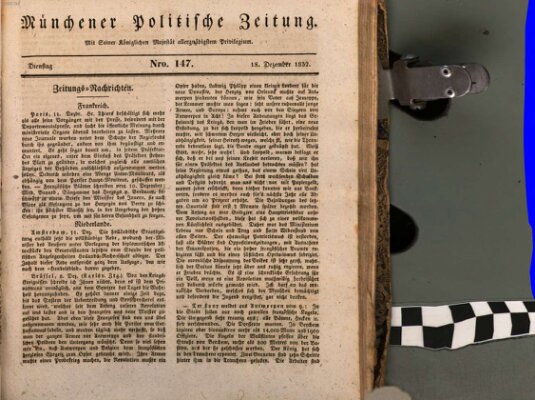 Münchener politische Zeitung (Süddeutsche Presse) Dienstag 18. Dezember 1832