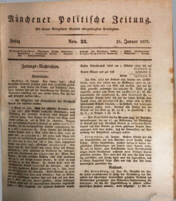 Münchener politische Zeitung (Süddeutsche Presse) Freitag 25. Januar 1833