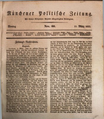 Münchener politische Zeitung (Süddeutsche Presse) Montag 11. März 1833