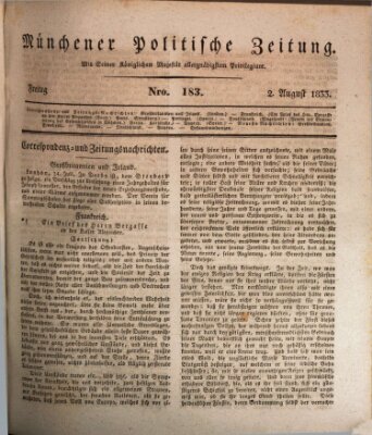 Münchener politische Zeitung (Süddeutsche Presse) Freitag 2. August 1833