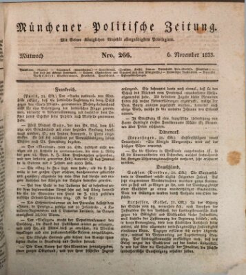 Münchener politische Zeitung (Süddeutsche Presse) Mittwoch 6. November 1833
