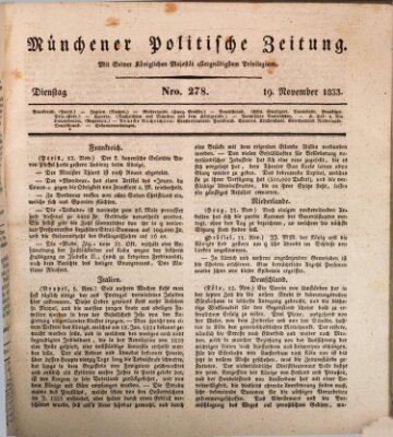 Münchener politische Zeitung (Süddeutsche Presse) Dienstag 19. November 1833