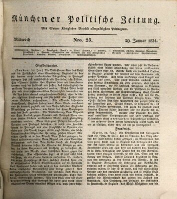 Münchener politische Zeitung (Süddeutsche Presse) Mittwoch 29. Januar 1834