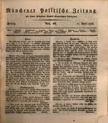 Münchener politische Zeitung (Süddeutsche Presse) Freitag 11. April 1834