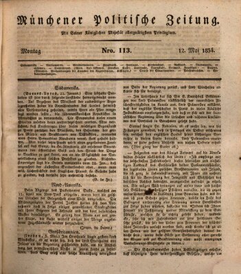Münchener politische Zeitung (Süddeutsche Presse) Montag 12. Mai 1834