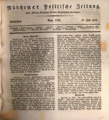 Münchener politische Zeitung (Süddeutsche Presse) Samstag 26. Juli 1834