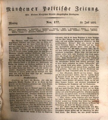 Münchener politische Zeitung (Süddeutsche Presse) Montag 28. Juli 1834