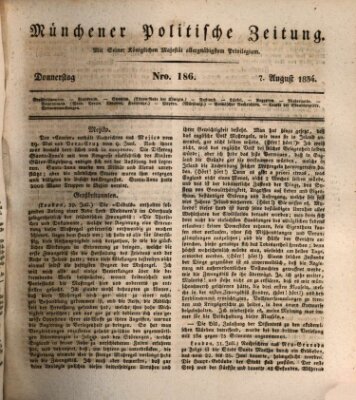 Münchener politische Zeitung (Süddeutsche Presse) Donnerstag 7. August 1834