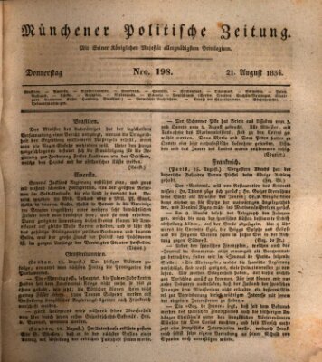 Münchener politische Zeitung (Süddeutsche Presse) Donnerstag 21. August 1834