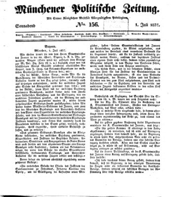Münchener politische Zeitung (Süddeutsche Presse) Samstag 1. Juli 1837