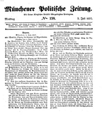 Münchener politische Zeitung (Süddeutsche Presse) Montag 3. Juli 1837