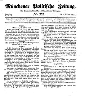 Münchener politische Zeitung (Süddeutsche Presse) Freitag 13. Oktober 1837