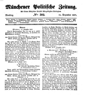 Münchener politische Zeitung (Süddeutsche Presse) Montag 11. Dezember 1837